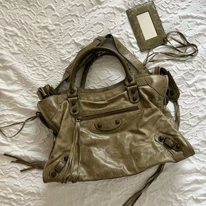 Balenciaga City bag Taupe neutral green suede